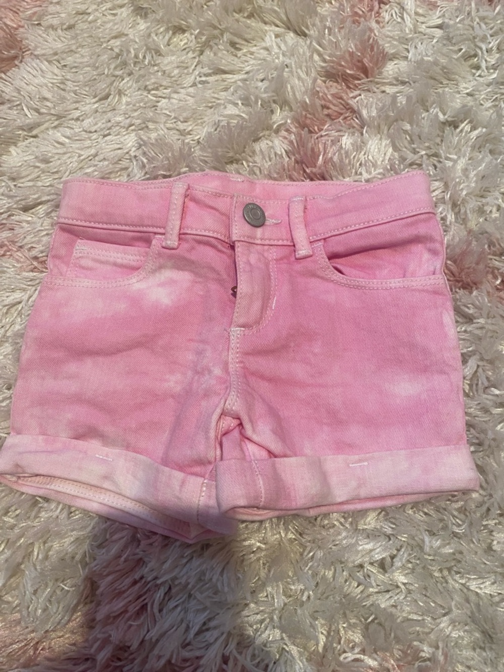 Old Navy Pink Tie-Dye Rolled Hem Denim Shorts